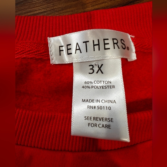 feathers Red Crewneck Sweatshirt with Stud Detail - Picture 2 of 7